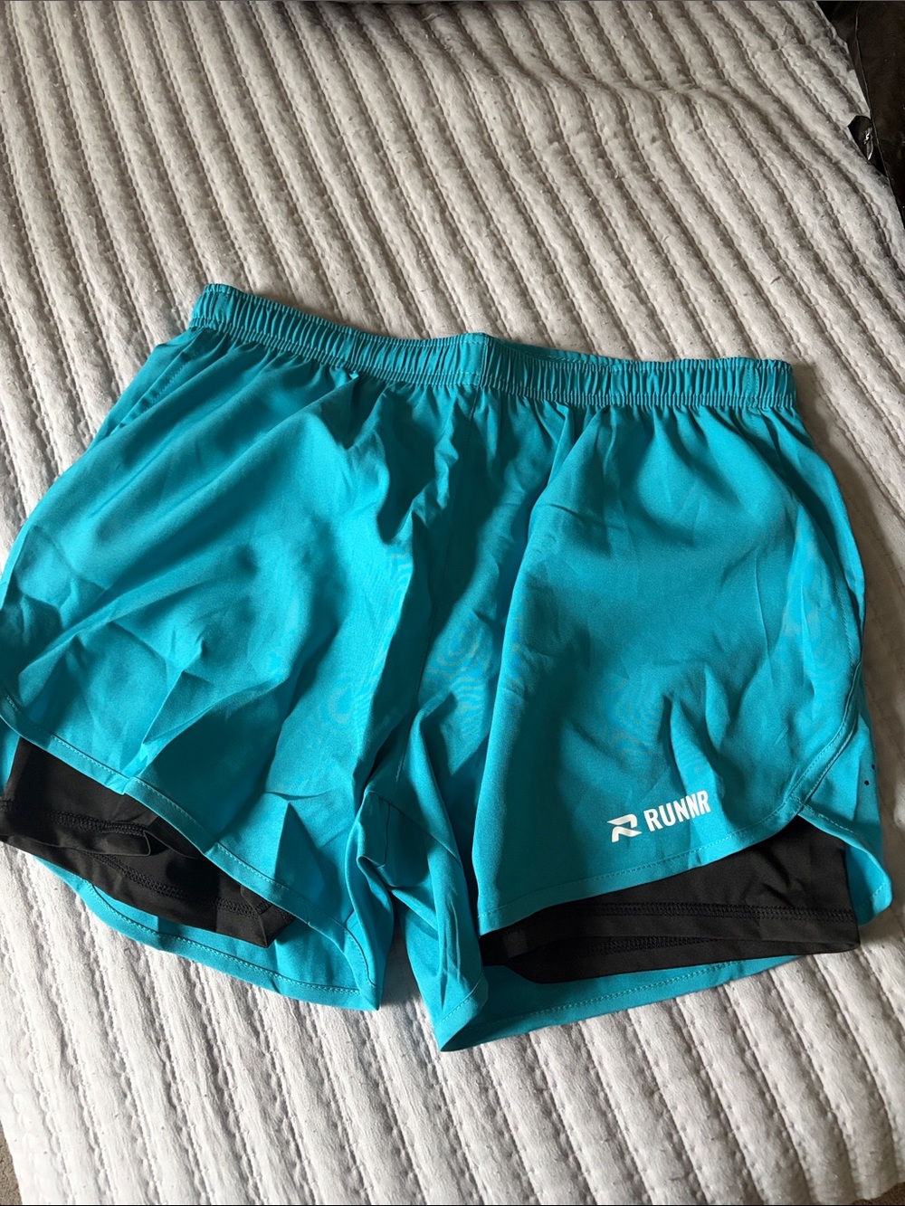 Women's Turquoise Two-Layer Athletic Shorts